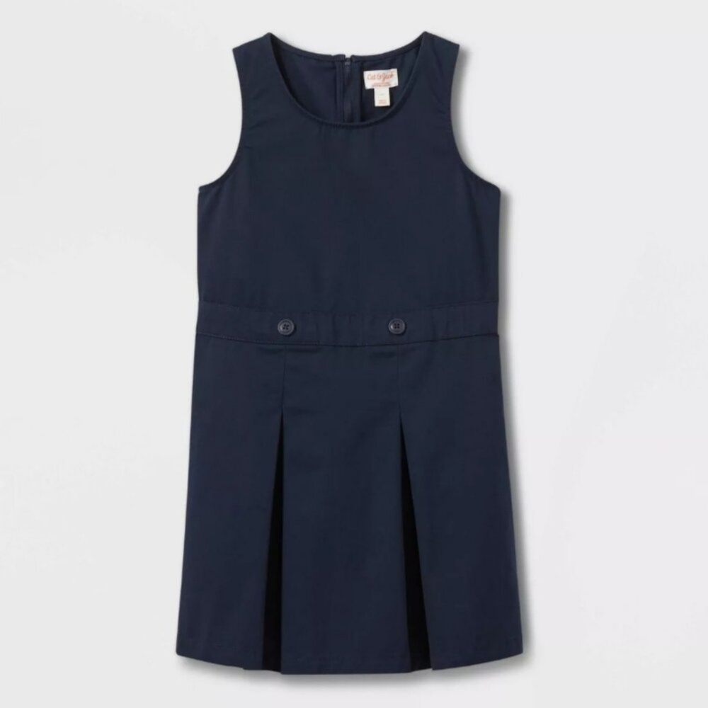 Cat & Jack Girls NWOT Navy Blue Sleeveless Pleated School Uniform Dress Size 5🐈
